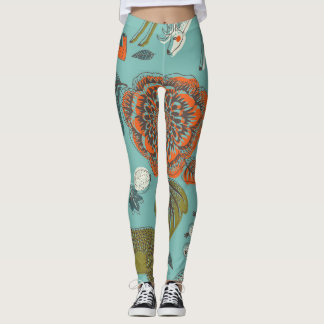 Leggings Eté Jardin Cerf Illustration transparente.