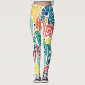 Leggings Été Vert Turquoise Cactus & points Or Design mign (Devant)