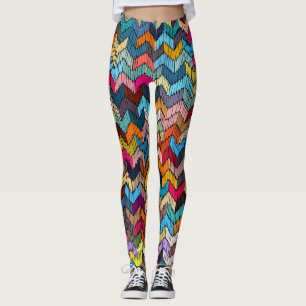 Leggings Ethnic Tribal Brodé Géométrique