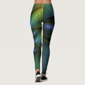 Leggings Etoile Abstraite, Bleu brillant Vert Or Fractal Ar (Dos)
