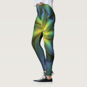 Leggings Etoile Abstraite, Bleu brillant Vert Or Fractal Ar (Gauche)