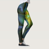Leggings Etoile Abstraite, Bleu brillant Vert Or Fractal Ar (Droite)