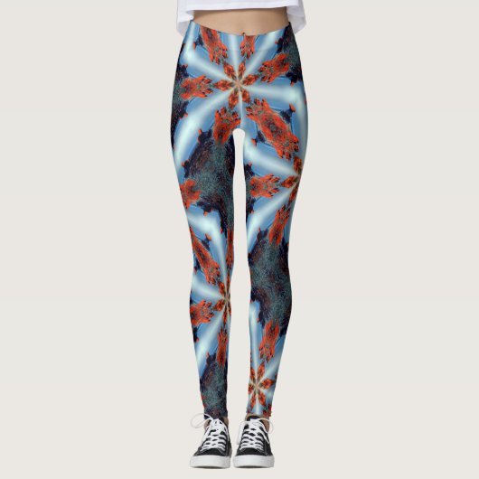 Leggings étoile cosmique rayons brun bleu (Devant)