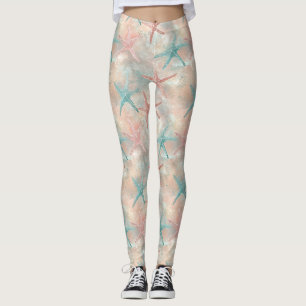 Leggings Étoile de mer côtière sur motif de vagues de sable