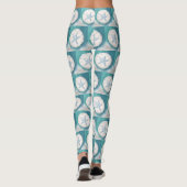 Leggings Étoile de mer sarcelle et dollar de sable plage (Dos)