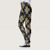 Leggings étoile d'or bleu motif sans fin (Gauche)