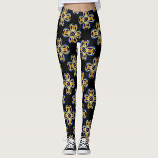 Leggings étoile d'or bleu motif sans fin