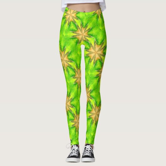 Leggings étoile d'or maltaise verte (Devant)