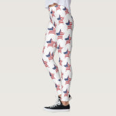 Leggings Étoile du drapeau patriotique rouge bleu blanc amé (Gauche)
