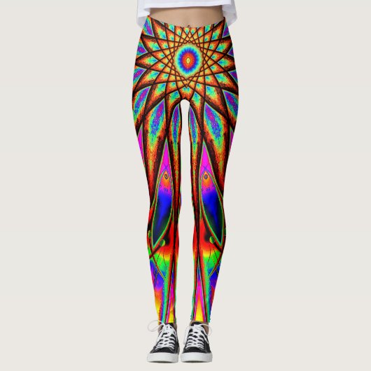 Leggings Étoile psychédélique d'arc-en-ciel (Devant)