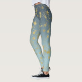 Leggings Étoiles Aqua Blue Gold Ombre (Gauche)