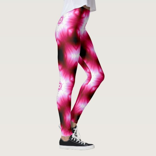 Leggings étoiles blanches en rose/noir (Droite)