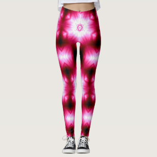 Leggings étoiles blanches en rose/noir
