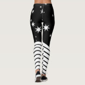 Leggings Étoiles blanches noires monogrammes rayures graphi (Dos)