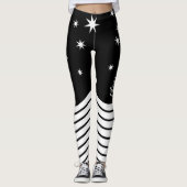 Leggings Étoiles blanches noires monogrammes rayures graphi (Devant)