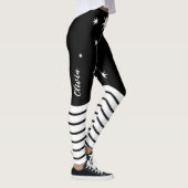 Leggings Étoiles blanches noires monogrammes rayures graphi (Droite)