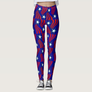 Leggings Étoiles blanches, rayures rouges et pantalons Arri