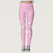Leggings étoiles blanches roses (Devant)
