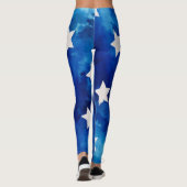 Leggings Étoiles blanches sur aquarelle bleue (Dos)