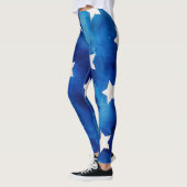 Leggings Étoiles blanches sur aquarelle bleue (Gauche)