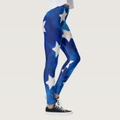 Leggings Étoiles blanches sur aquarelle bleue (Droite)