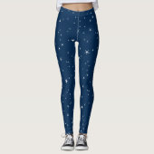 Leggings Étoiles blanches sur fond bleu marine (Devant)