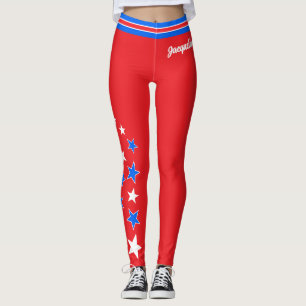 Leggings Étoiles Blancs et Bleues PATRIOTIQUES Votre nom su