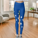 Leggings étoiles bleues<br><div class="desc">Un simple motif en diagonale avec des étoiles blanches sur un arrière - plan bleu royal.</div>