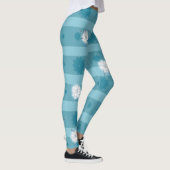 Leggings Étoiles Bleues Modernes Et Gardénie Blanche (Droite)