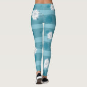 Leggings Étoiles Bleues Modernes Et Gardénie Blanche (Dos)