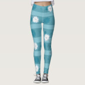 Leggings Étoiles Bleues Modernes Et Gardénie Blanche (Devant)