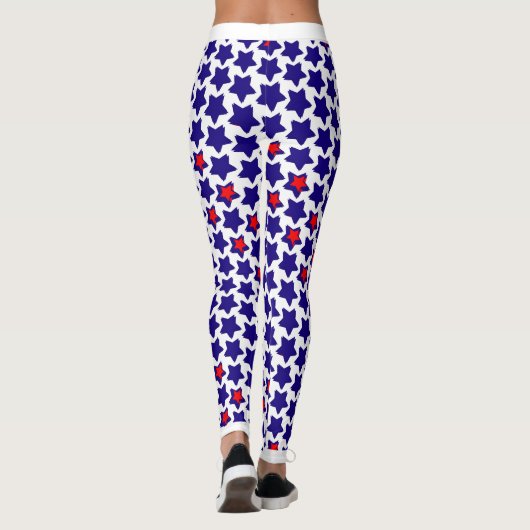 Leggings Étoiles bleues rouges blanches décalées (Dos)