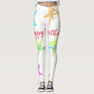 Leggings Etoiles colorées heureux anniversaire ajouter nom 