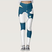Leggings Étoiles de lune et nuages (Devant)