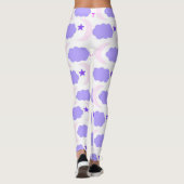 Leggings Étoiles de lune Nuages Motif foncé violet rose (Dos)