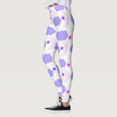 Leggings Étoiles de lune Nuages Motif foncé violet rose (Gauche)