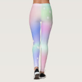 Leggings Étoiles de menthe violette rose holographique (Dos)