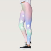 Leggings Étoiles de menthe violette rose holographique (Gauche)