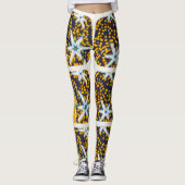 Leggings étoiles de Noël bleu jaune brillant (Devant)