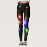 Leggings Étoiles de Parties scintillant colorées brillantes<br><div class="desc">Ces pattes mignonnes présentent un motif brillant et brillant d'étoiles colorées sur un arrière - plan noir. Idéal pour le yoga,  la course à pied,  la salle de gym,  ou à tout moment pour porter de mignons leggings !</div>