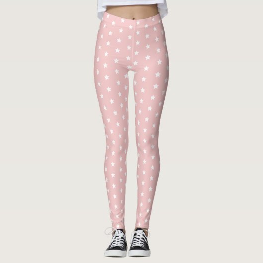Leggings Étoiles de rose et de blanc (Devant)