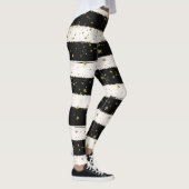 Leggings Etoiles d'or Grandes bandes noires et blanches (Droite)