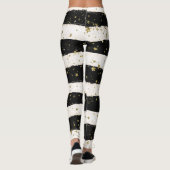 Leggings Etoiles d'or Grandes bandes noires et blanches (Dos)
