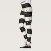 Leggings Etoiles d'or Grandes bandes noires et blanches (Gauche)