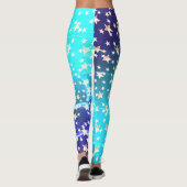 Leggings Étoiles d'or néon ombre bleu patriotique (Dos)