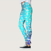 Leggings Étoiles d'or néon ombre bleu patriotique (Gauche)