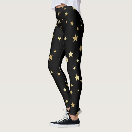 Leggings Étoiles d'or sur l'arrière - plan noir (Gauche)