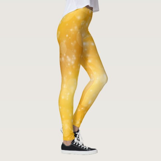 Leggings Étoiles dorées amusantes jaune et blanc (Droite)