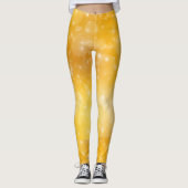 Leggings Étoiles dorées amusantes jaune et blanc (Devant)