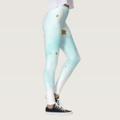 Leggings Étoiles dorées et nuages bleus célestes mignons (Droite)